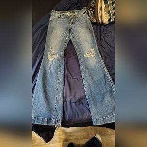 Ariat Light Blue Distressed Trousers Size 27L